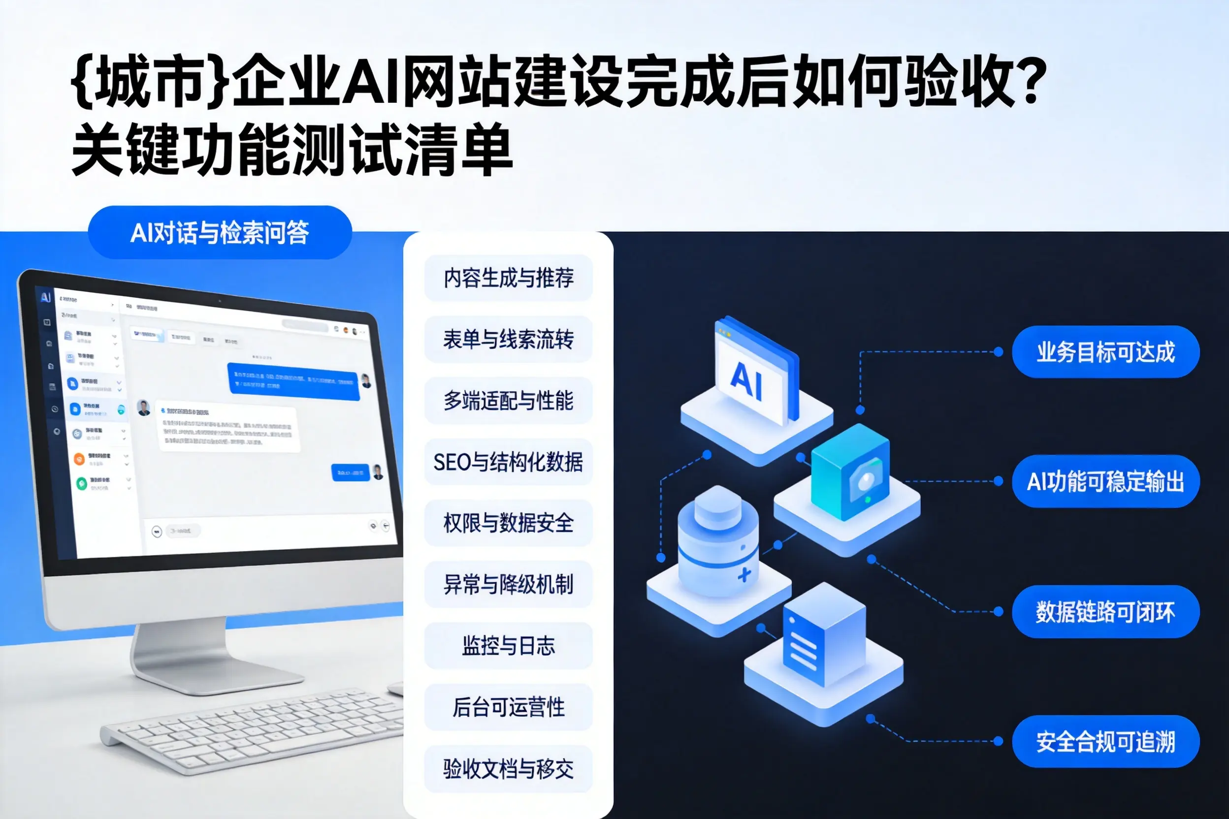 江苏企业AI网站建设完成后如何验收？关键功能测试清单