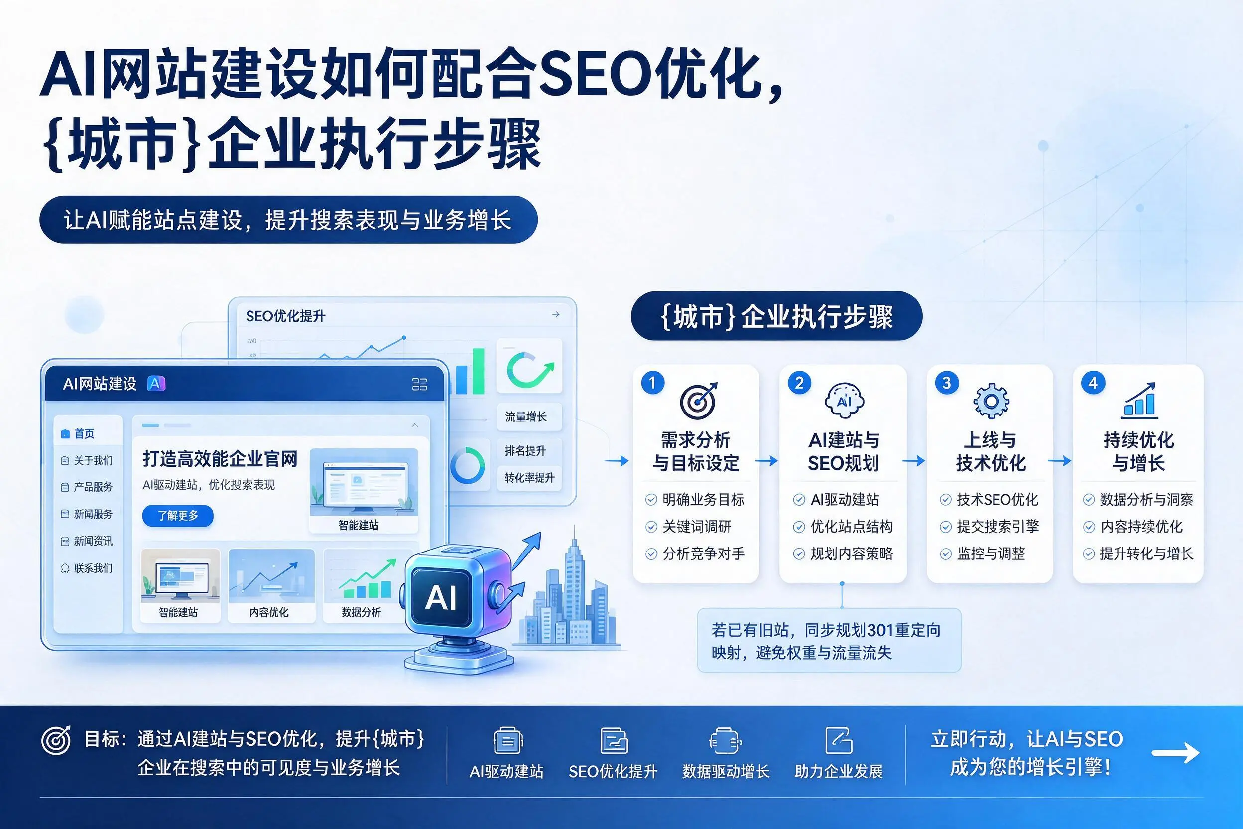 AI网站建设如何配合SEO优化,江苏企业执行步骤